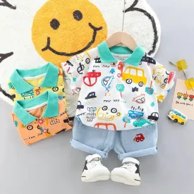 Baby Boys Polo Shirt with Denim Shorts