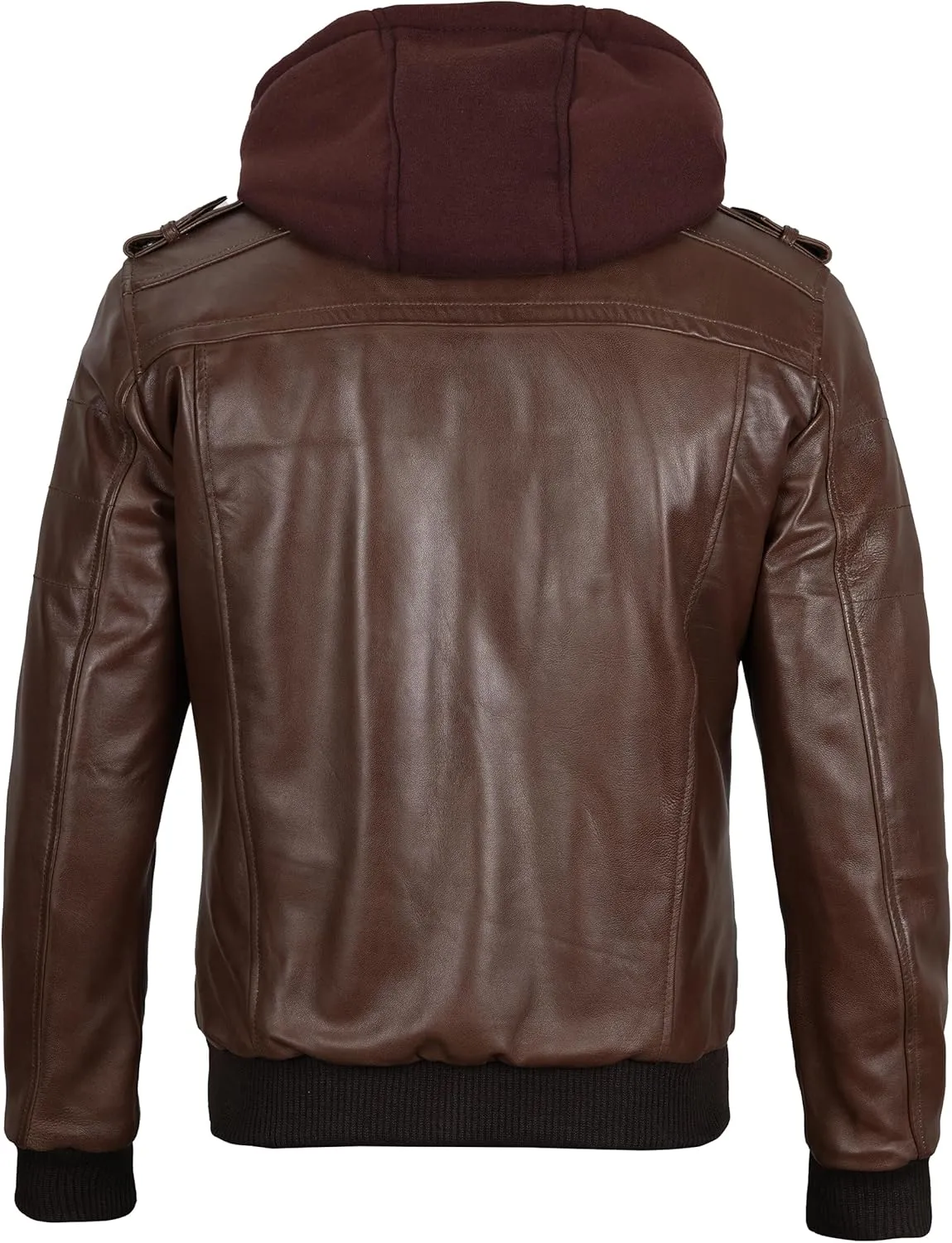 Blingsoul Leather Bomber Jackets For Men - Real Lambskin Mens Leather Jacket With Hood