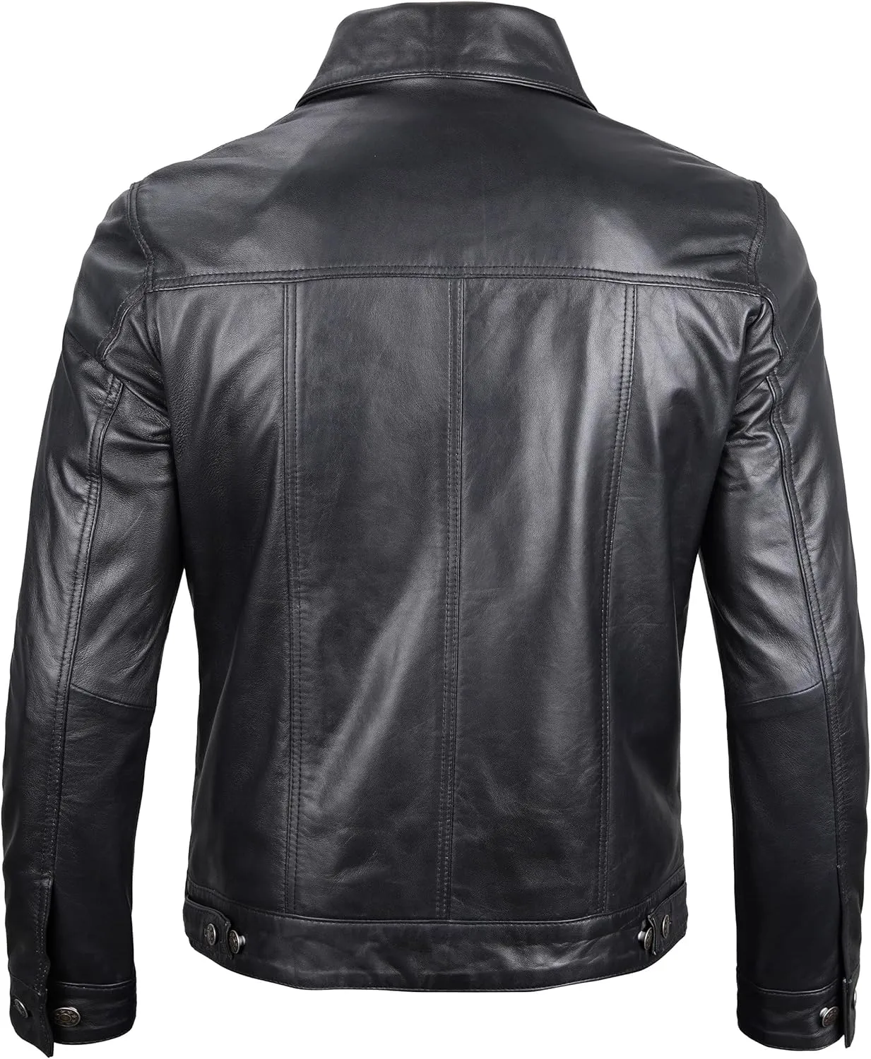 Blingsoul Premium Vintage Leather Jacket Men - Real Lambskin Trucker Mens Leather Jackets