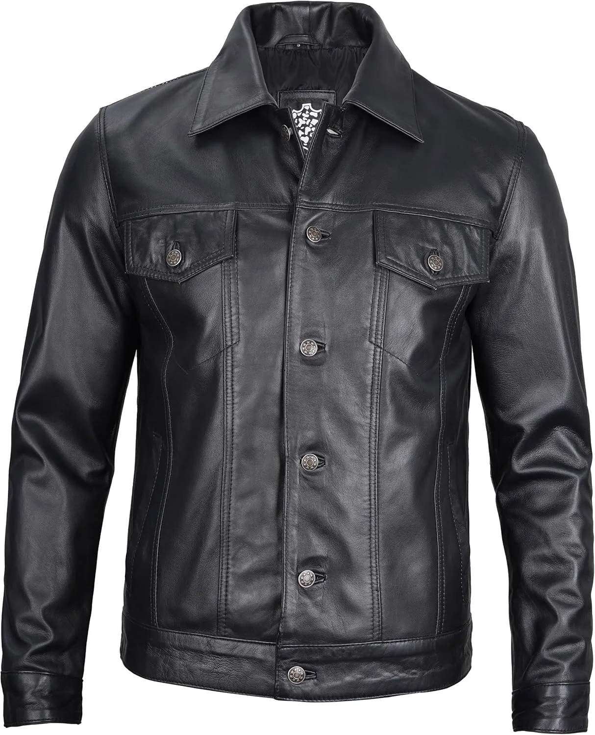 Blingsoul Premium Vintage Leather Jacket Men - Real Lambskin Trucker Mens Leather Jackets