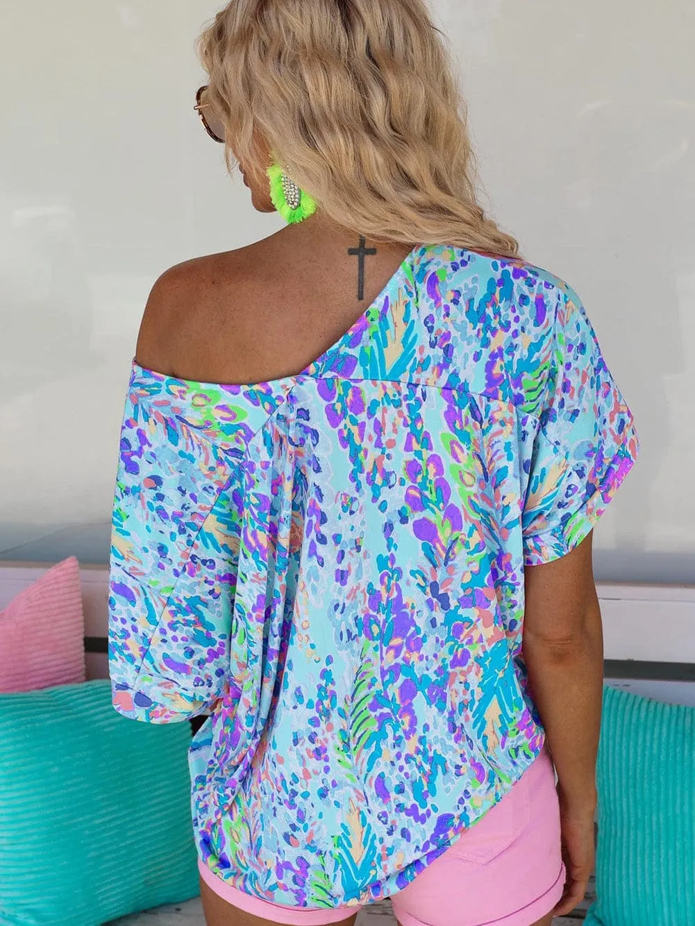 Blue Blossom Relaxed Fit Floral Top