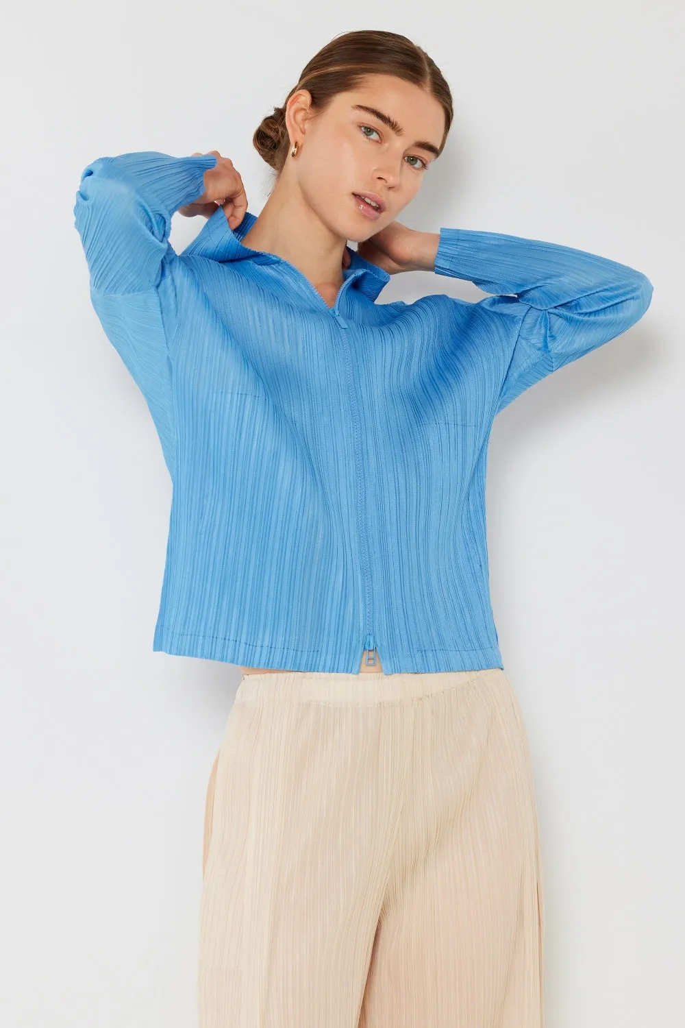 Blue Zone Planet |  Marina West Swim Pleated Hood Jacket with 2 Way Zipper