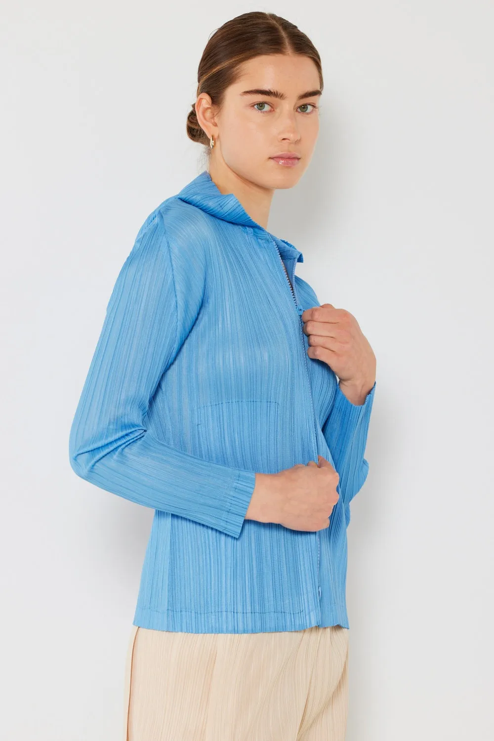 Blue Zone Planet |  Marina West Swim Pleated Hood Jacket with 2 Way Zipper