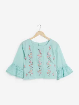 Bombay Paisley Turquoise Embroidered Crop-Top