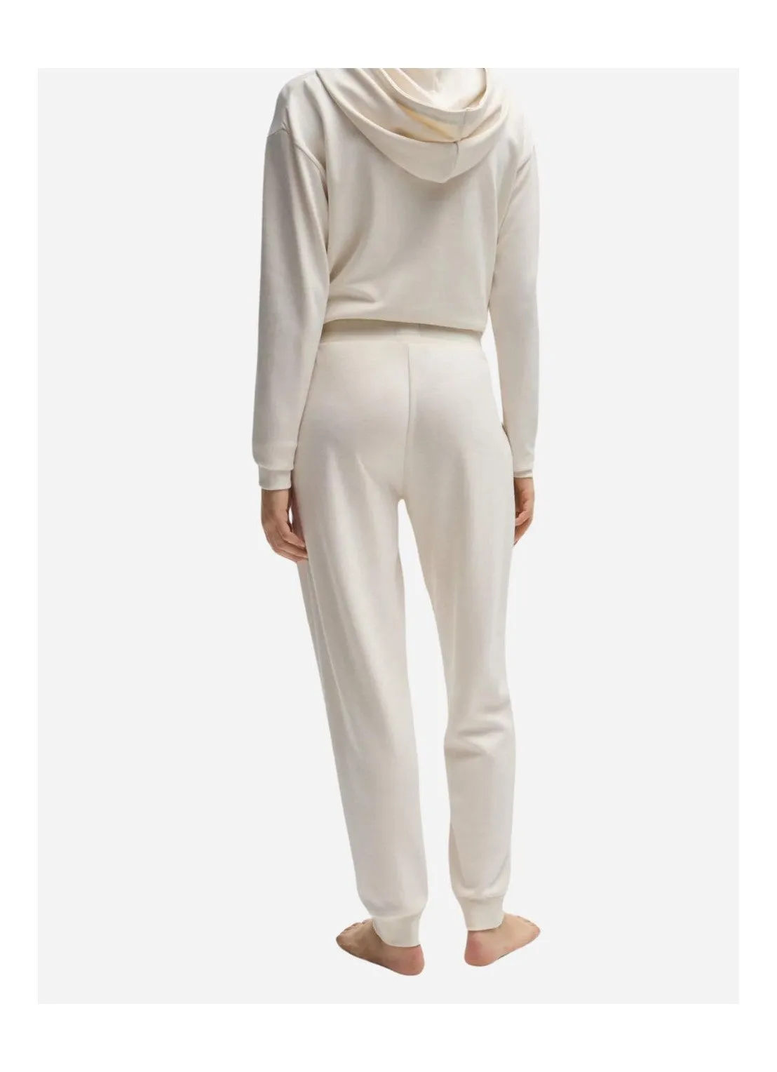 BOSS Womens Logo Print Cuffed Bottoms with Signature Stripe Cords - Open White