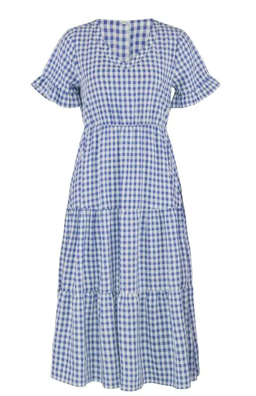 Chic Lattice Plaid Swing Dress - Women's Fashionable Outfit for Spring and Summer