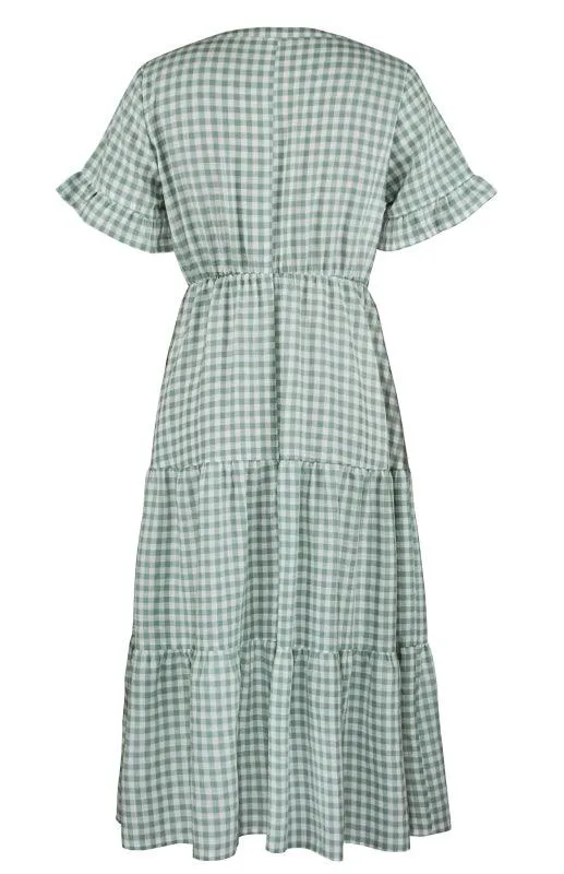 Chic Lattice Plaid Swing Dress - Women's Fashionable Outfit for Spring and Summer