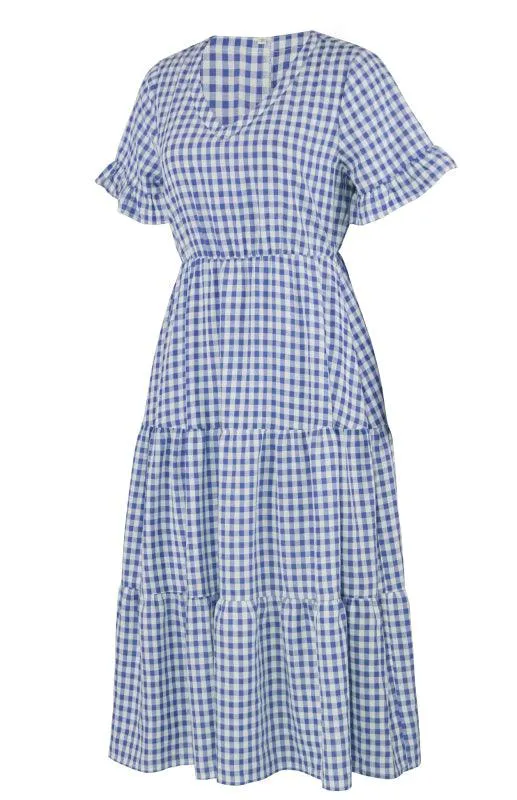 Chic Lattice Plaid Swing Dress - Women's Fashionable Outfit for Spring and Summer