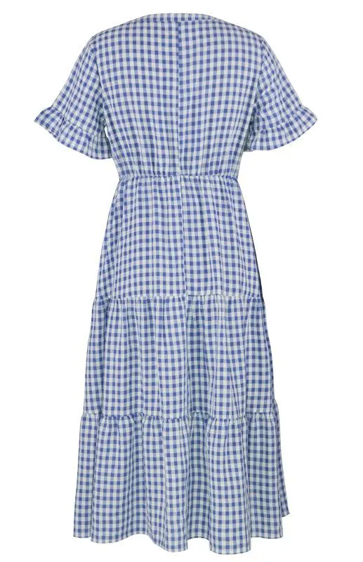 Chic Lattice Plaid Swing Dress - Women's Fashionable Outfit for Spring and Summer