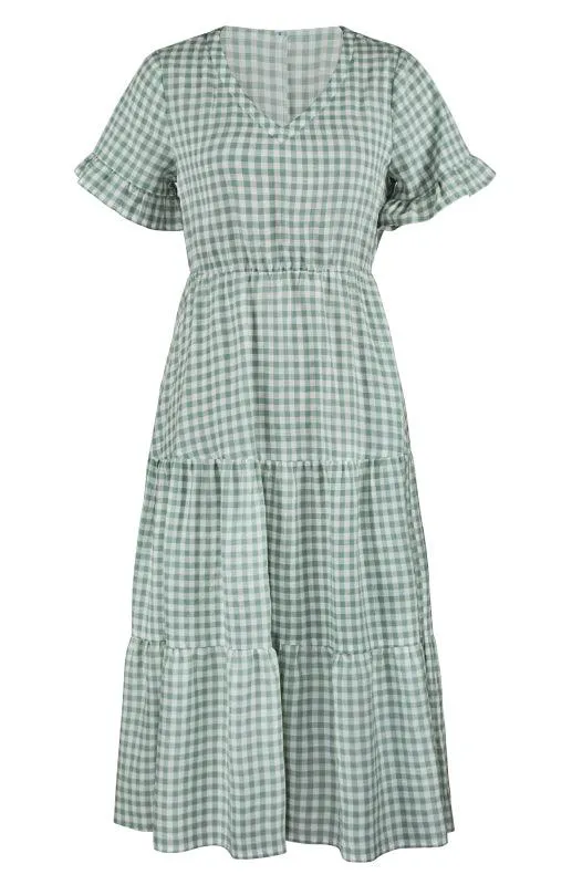 Chic Lattice Plaid Swing Dress - Women's Fashionable Outfit for Spring and Summer