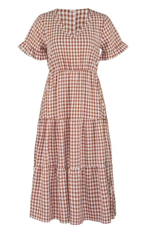 Chic Lattice Plaid Swing Dress - Women's Fashionable Outfit for Spring and Summer