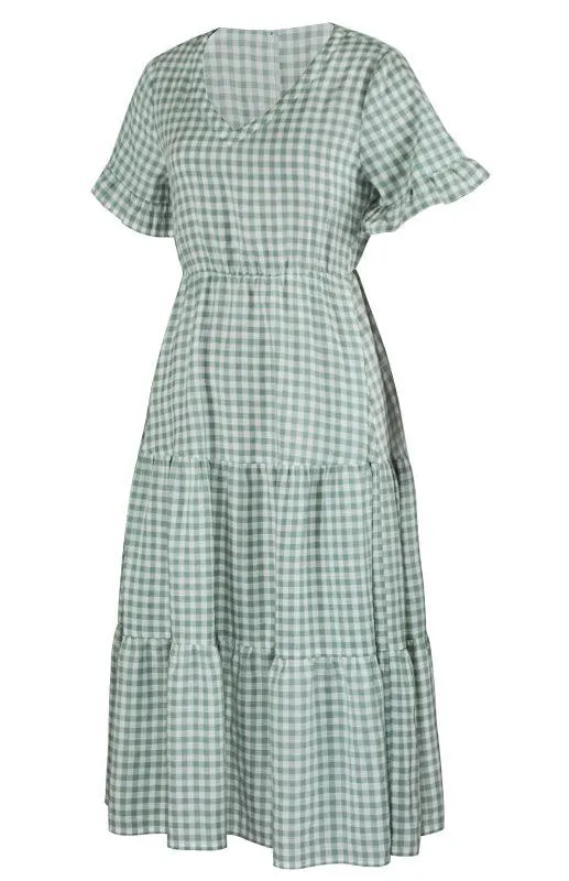 Chic Lattice Plaid Swing Dress - Women's Fashionable Outfit for Spring and Summer