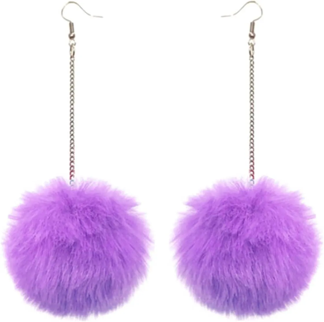 Colorful Pom Pom Earrings, Furry Ball Dangle Earrings for Women Winter Trendy Jewelry