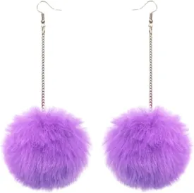 Colorful Pom Pom Earrings, Furry Ball Dangle Earrings for Women Winter Trendy Jewelry