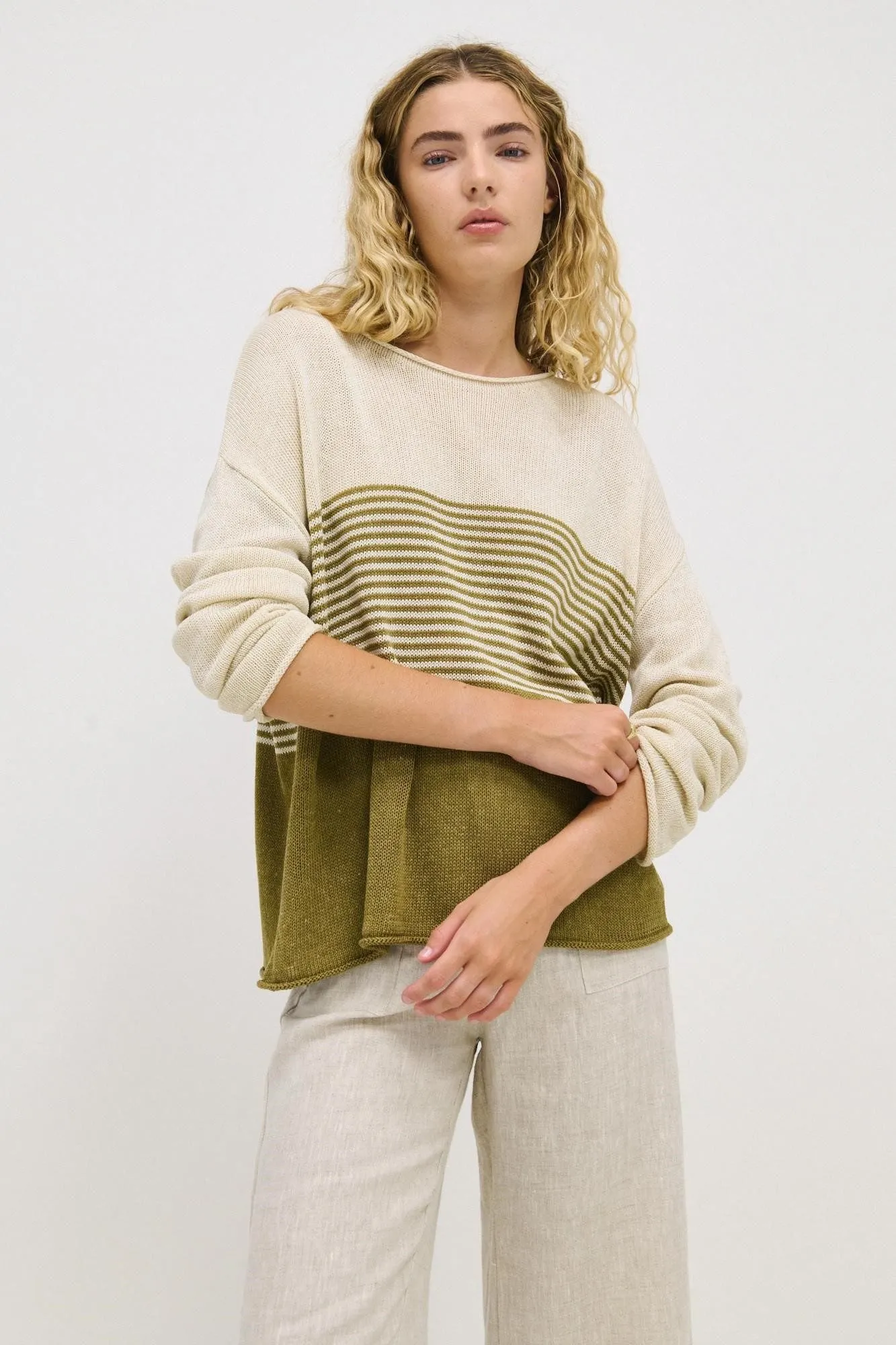 Emma stripe knit - khaki