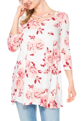 Floral Print Criss Cross Tunic