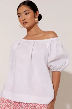 Genevieve white linen top