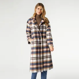 Hope Oversized Plaid Trench Coat - Winter White/Navy - Final Sale