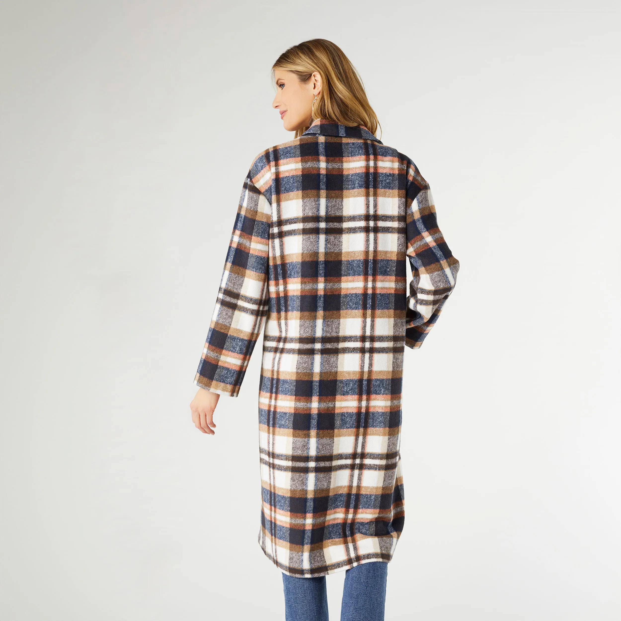 Hope Oversized Plaid Trench Coat - Winter White/Navy - Final Sale