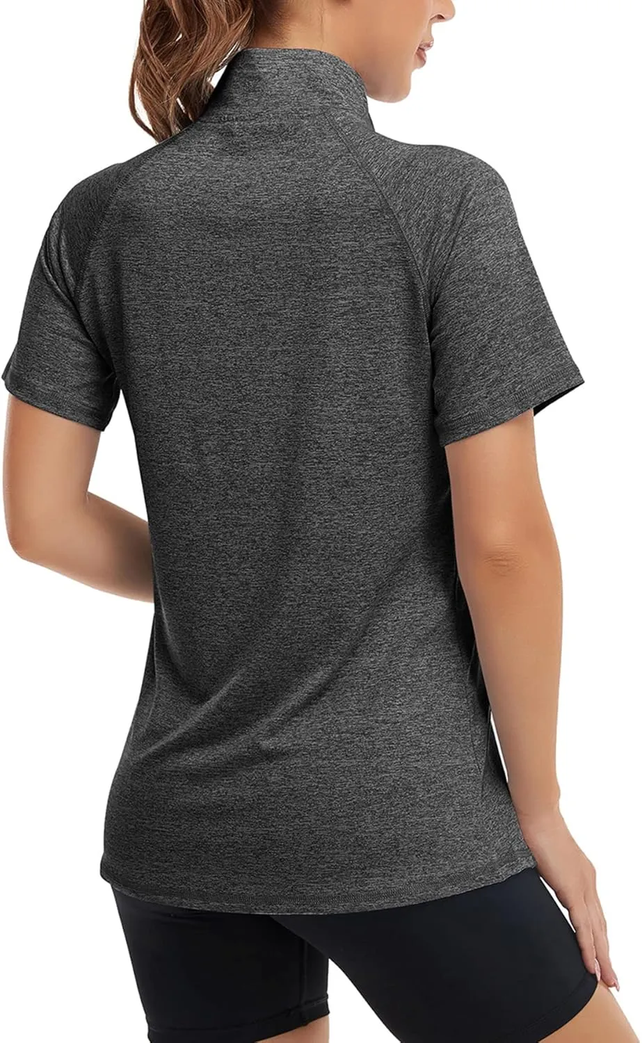 Koscacy Womens Quarter Zip Polo Shirts Short Sleeve Quick Dry Golf Tennis Athletic Tops (S-2XL)