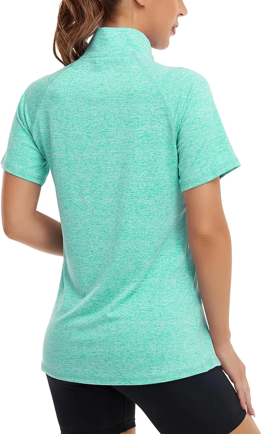 Koscacy Womens Quarter Zip Polo Shirts Short Sleeve Quick Dry Golf Tennis Athletic Tops (S-2XL)