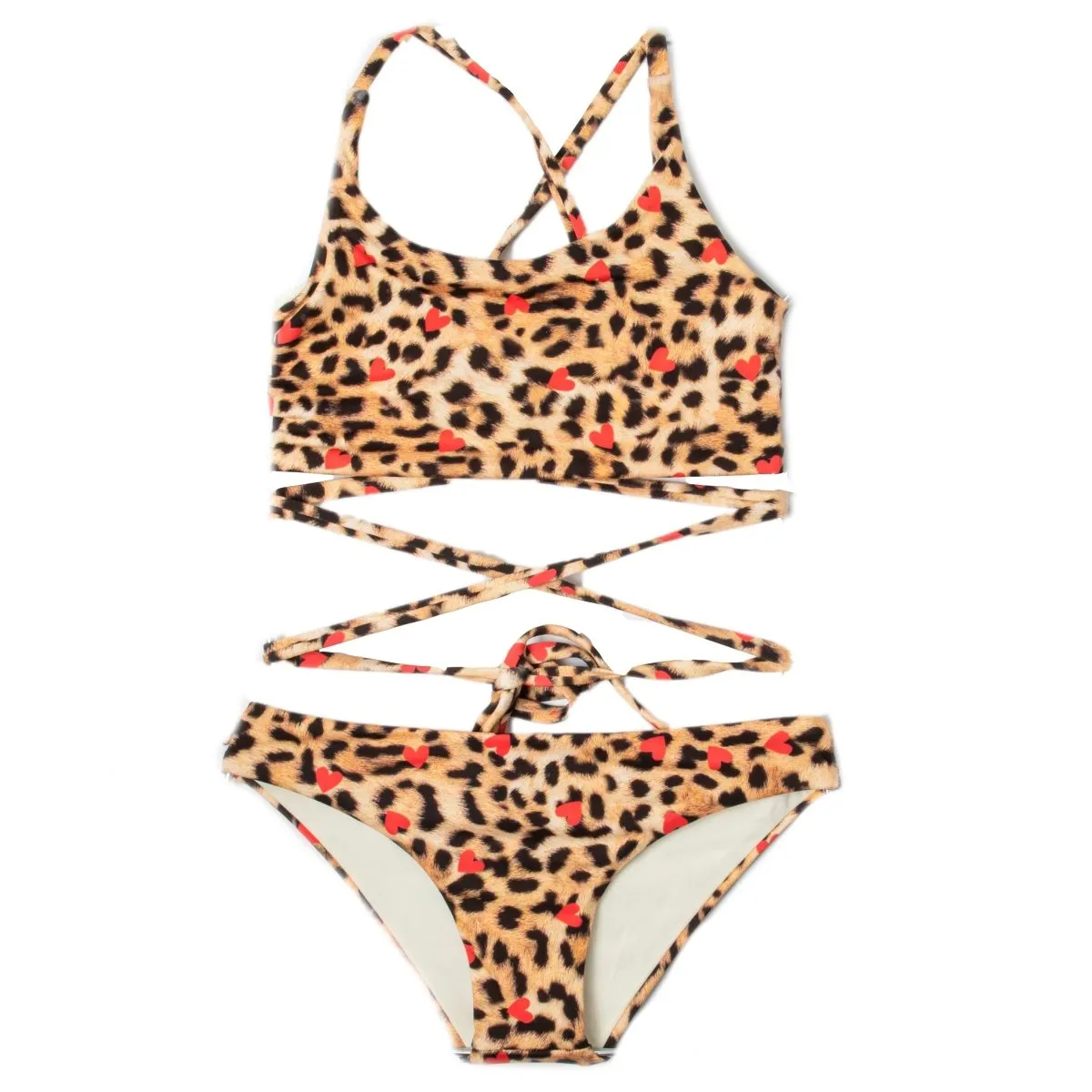LEOPARD HEARTS TWO PIECE BIKINI