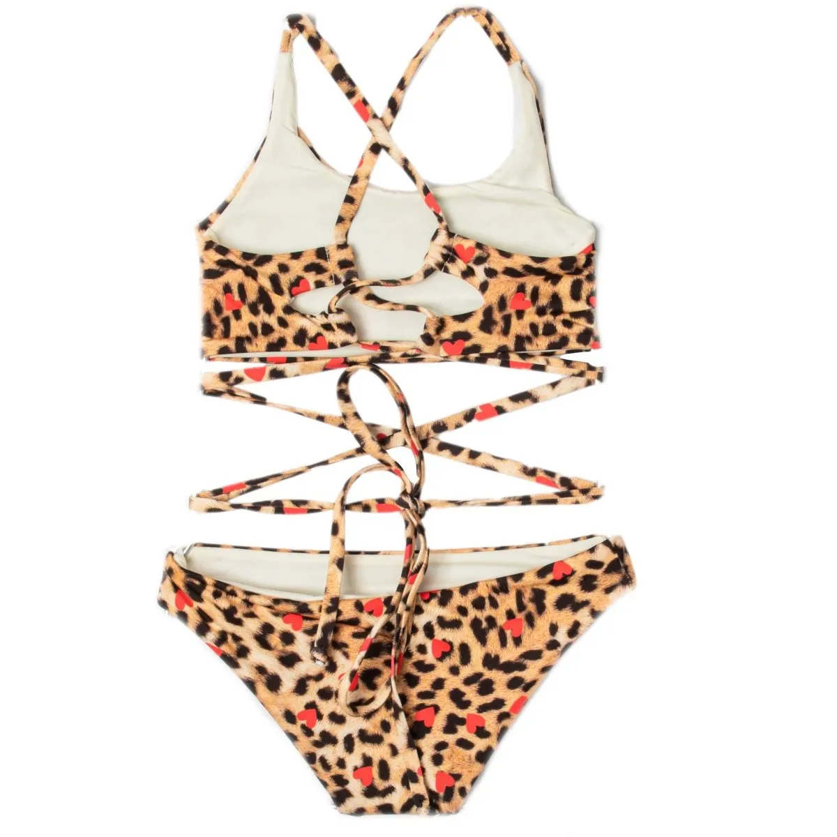 LEOPARD HEARTS TWO PIECE BIKINI