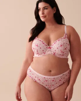 Lightly Lined Embroidered Mesh Bra