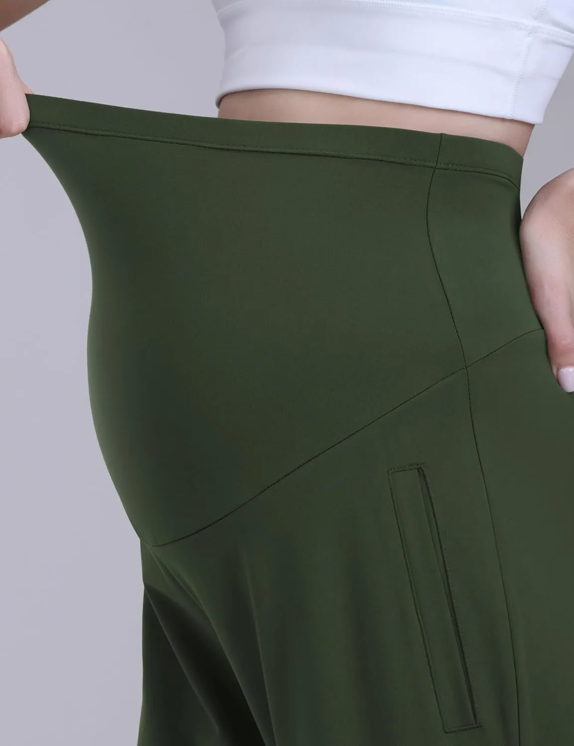 Maternity Joggers Pants Over Belly Track Cuff Workout Lounge Stretchy Pregnancy Sweatpants with Pockets