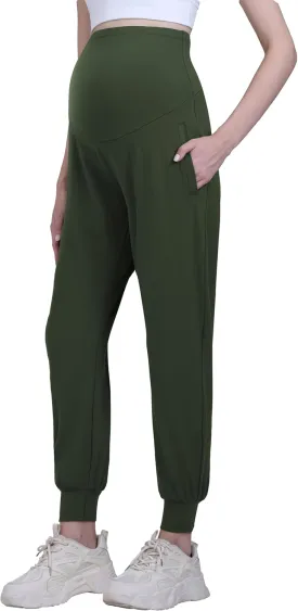 Maternity Joggers Pants Over Belly Track Cuff Workout Lounge Stretchy Pregnancy Sweatpants with Pockets