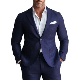 Men's Business Notched Lapel Two Button Patch Pocket Blazer