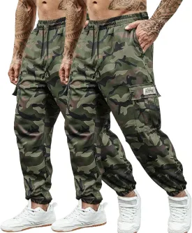 Men's Camo Jogger Pants Military Army Combat Cargo Pants Leg-Bound Tapered Casual Camouflage Tactical Pants