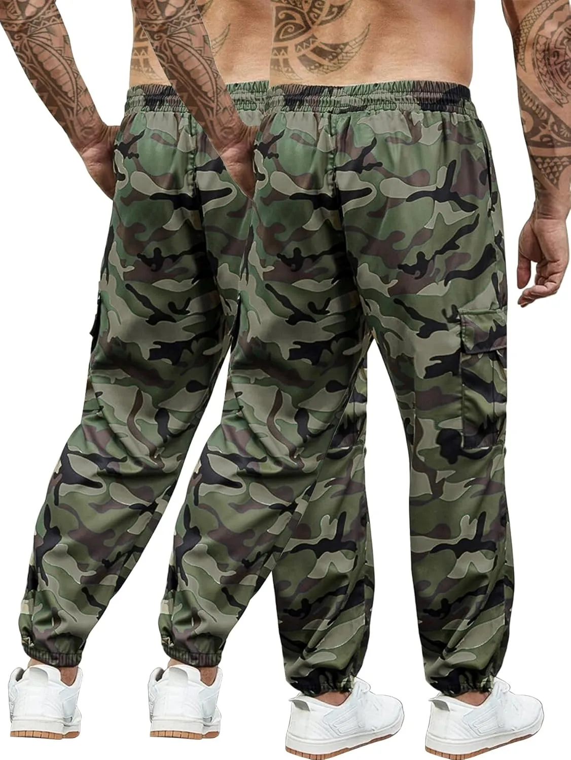 Men's Camo Jogger Pants Military Army Combat Cargo Pants Leg-Bound Tapered Casual Camouflage Tactical Pants