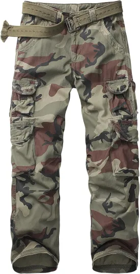 Men's Cargo Pants Cotton Ripstop Hiking Work Pants Comfort Casual Outdoor Pants with Multi Pockets
