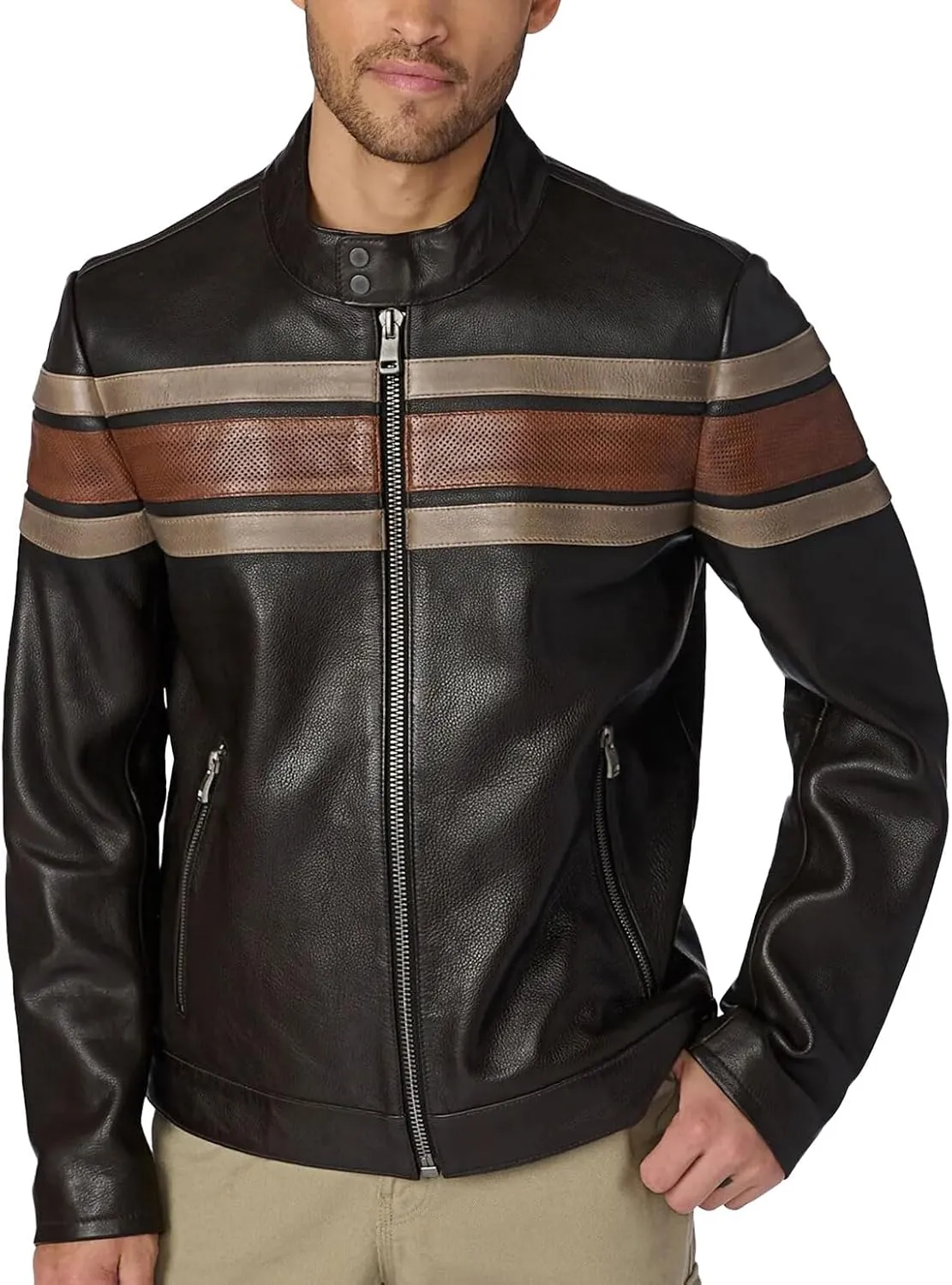 Men's Classic Elite Vintage Style Cafe Racer Retro Motorcycle Distressed Biker Zip Up Genuine Leather Jackets For Men