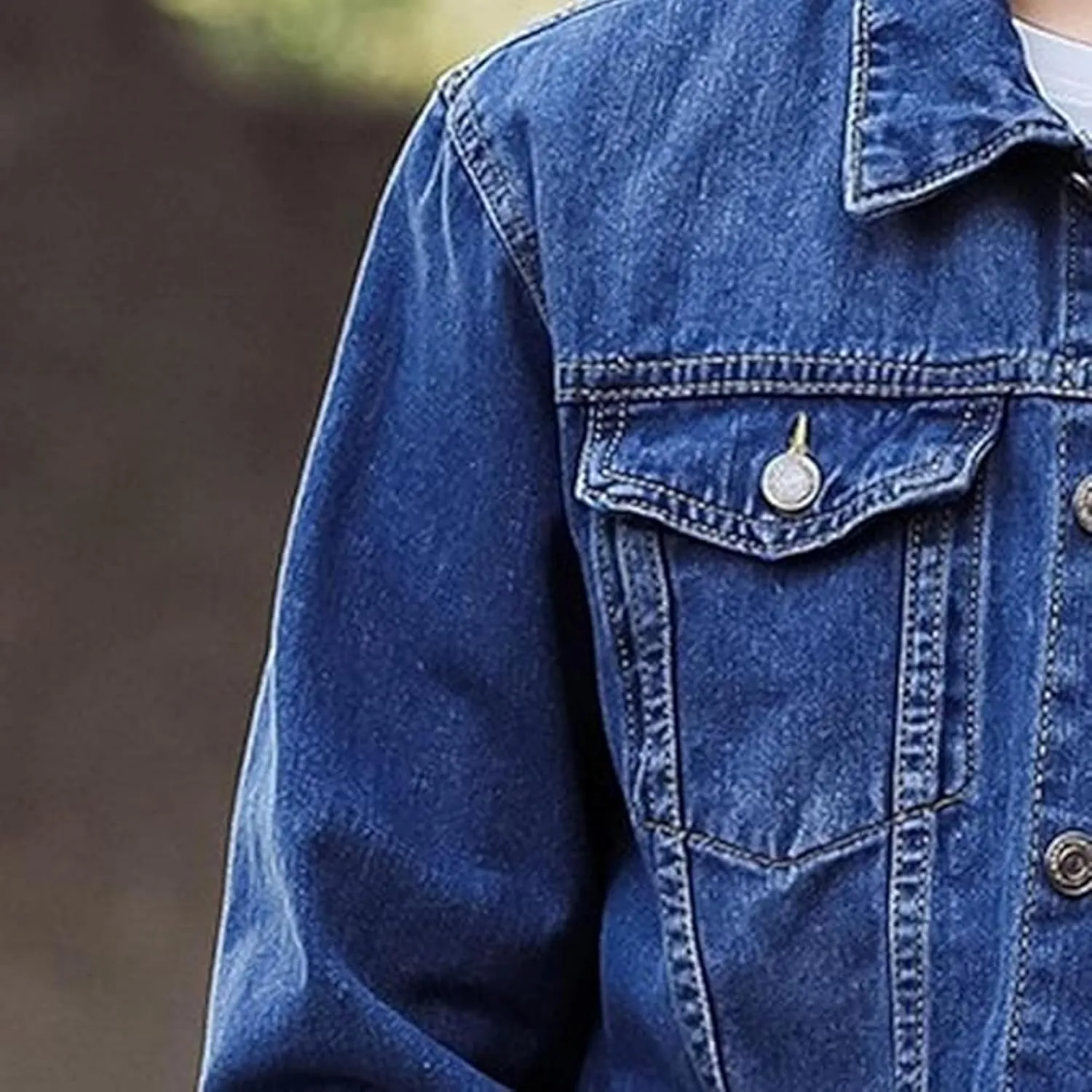 Mens Classic Lapel Jean Jacket Casual Slim Fit Trucker Cowboy Coat Pocket Front Casual Men Denim Jackets