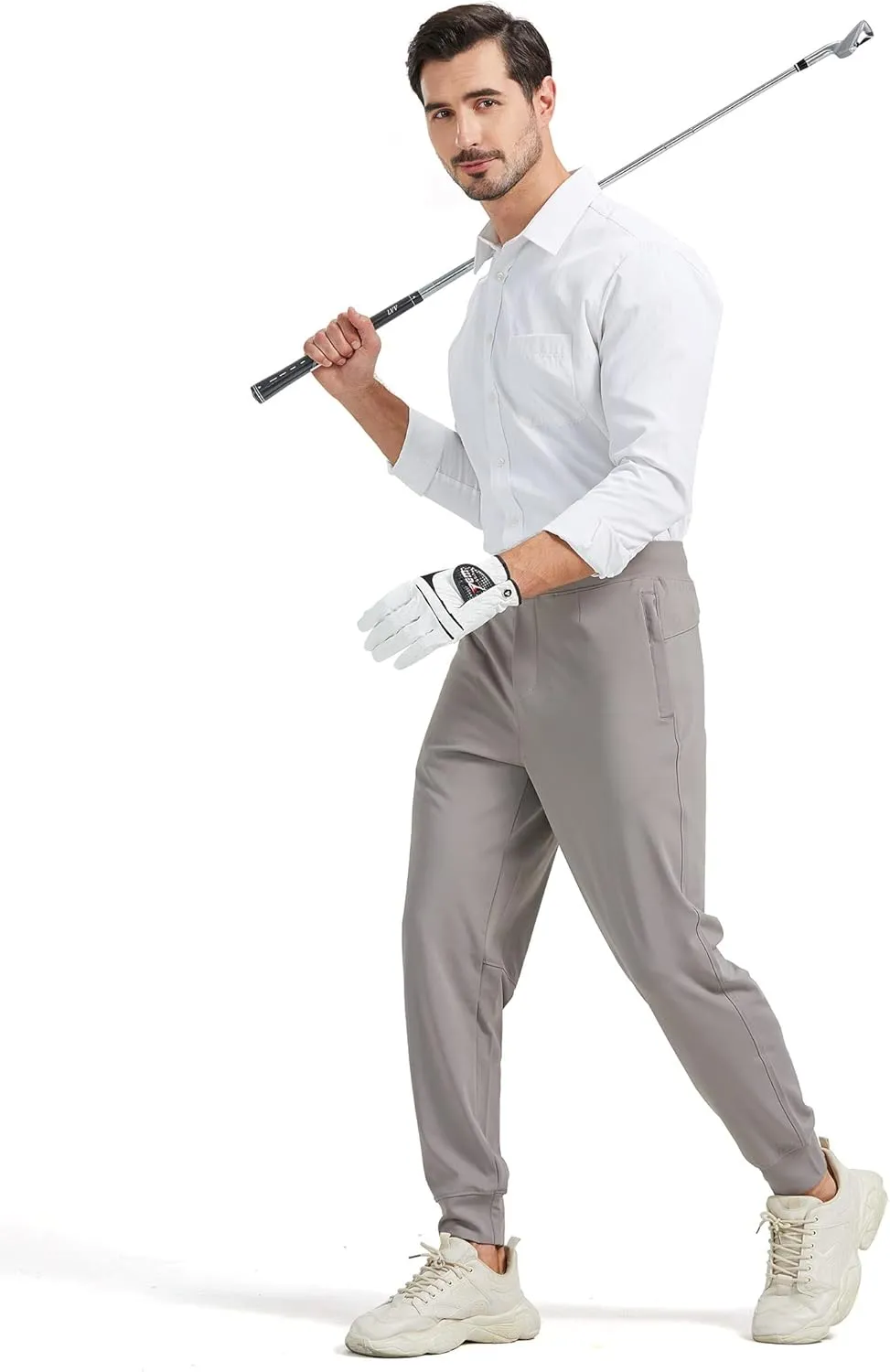 Men's Stretch Golf Sweatpants Pant with Zipper Pockets Tapered Athletic Joggers Track Workout Pants