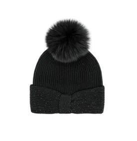Mitchie's Matchings | Knitted Hat with Bow and Fox Fur Pom