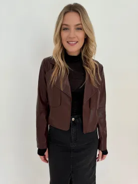 Ninon Vegan Leather Jacket - Chocolate