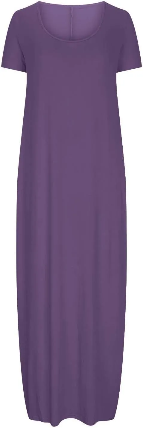 Plus Size Dresses for Curvy Women Loose Fit Round Neck Summer Beach Dresses Casual Flowy Maxi Tshirt Sundresses