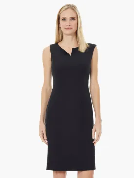Plus Size Split Neck Stretch Crepe Sheath Dress