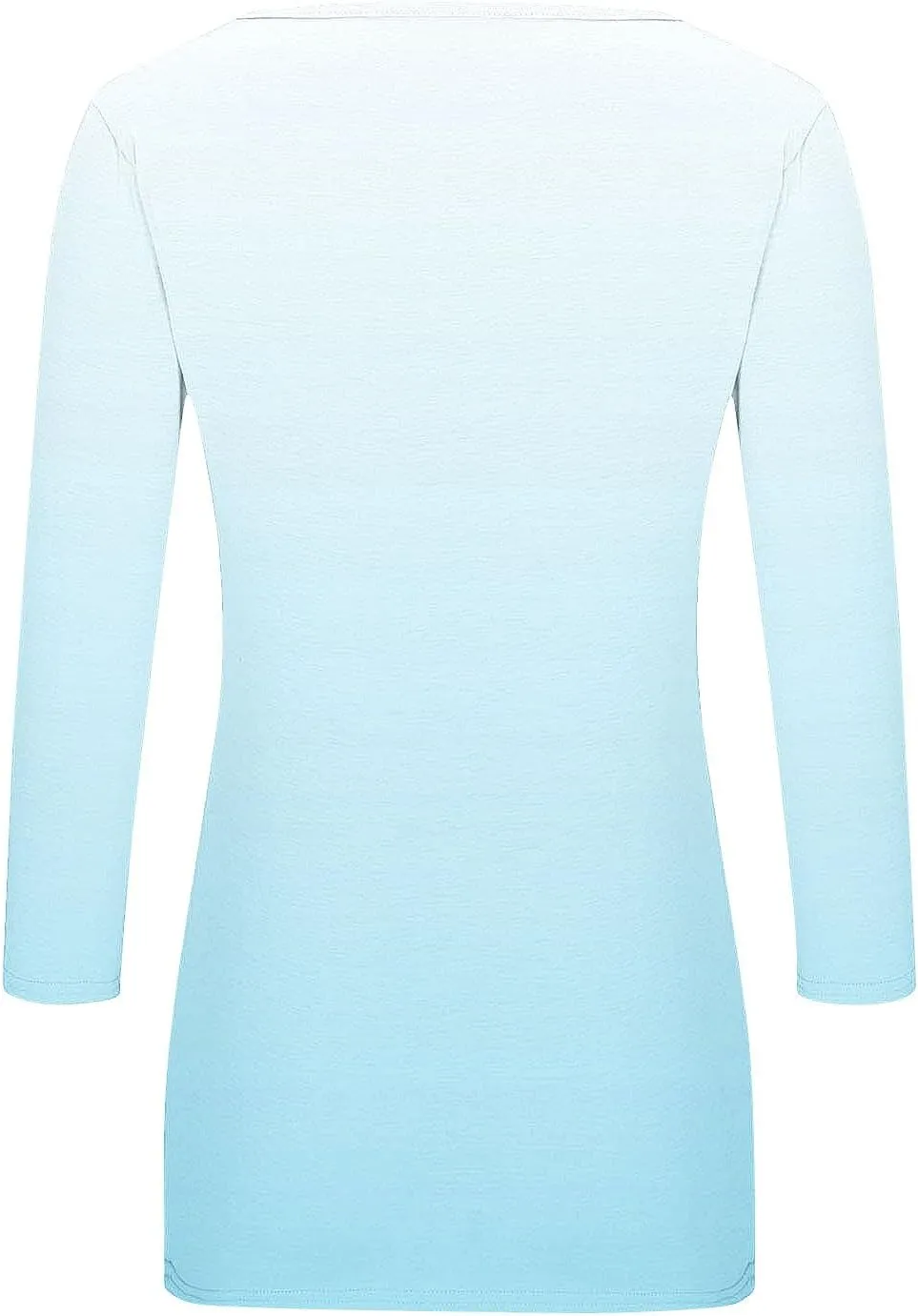 Plus Size Tops Womens 3/4 Length Sleeves Square Collar Gradient Color Tunic Top Casual Loose Going Out T-Shirts Summer