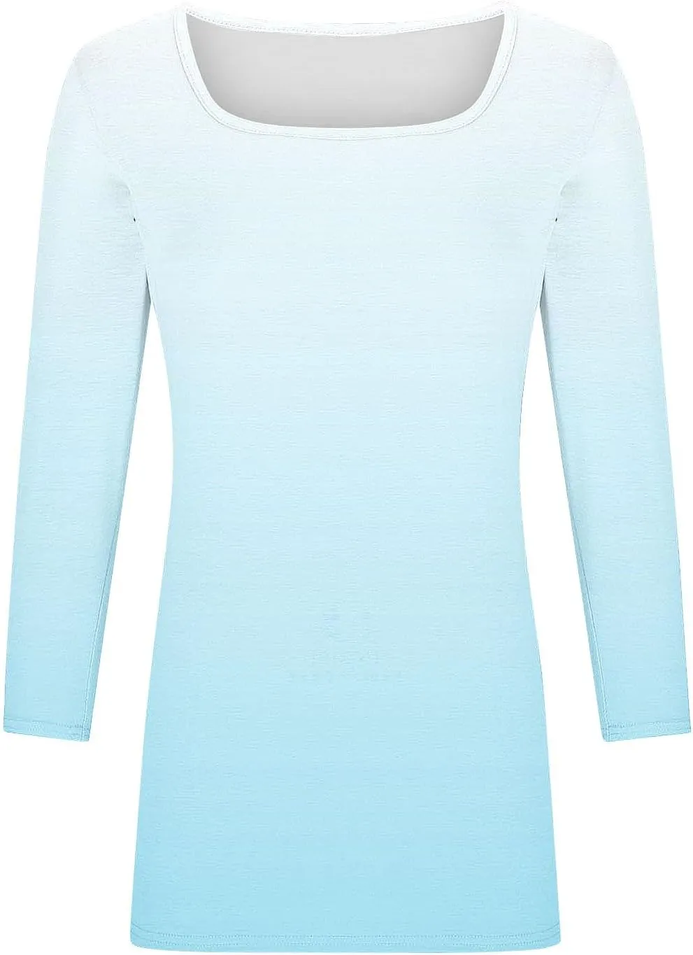 Plus Size Tops Womens 3/4 Length Sleeves Square Collar Gradient Color Tunic Top Casual Loose Going Out T-Shirts Summer