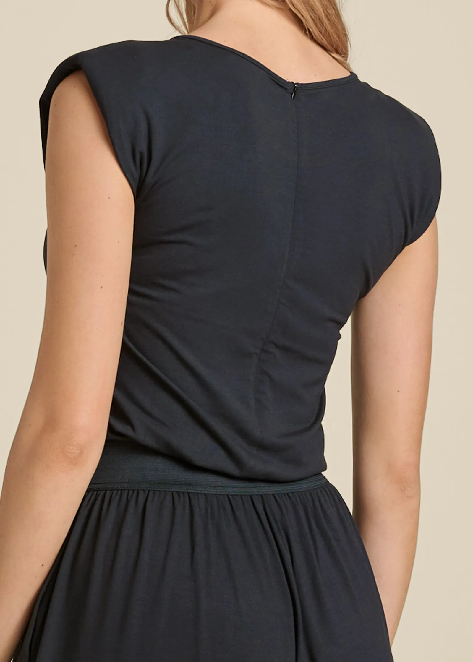 Relaxed Shoulder Pad Romper - Black