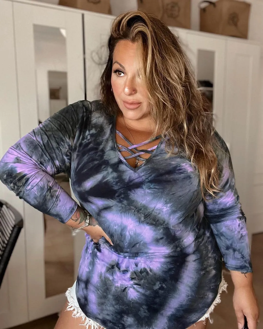 RITERA Plus Size Tops for Women Color Block Long Sleeve Shirts Casual Crewneck Tunics Fall Winter XL-5XL