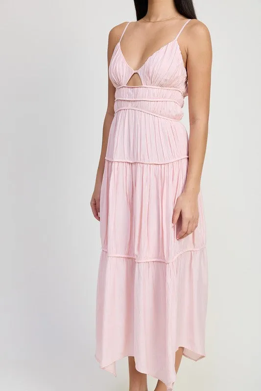 Ruffle Tie Back Maxi Dress