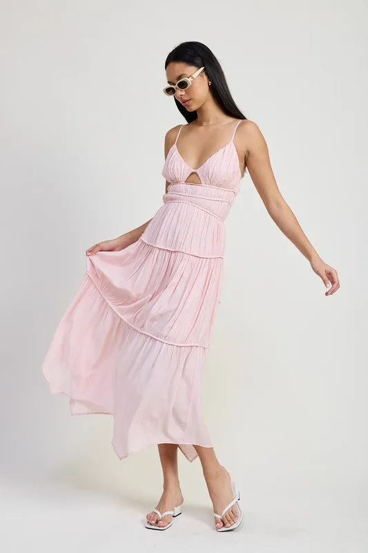 Ruffle Tie Back Maxi Dress