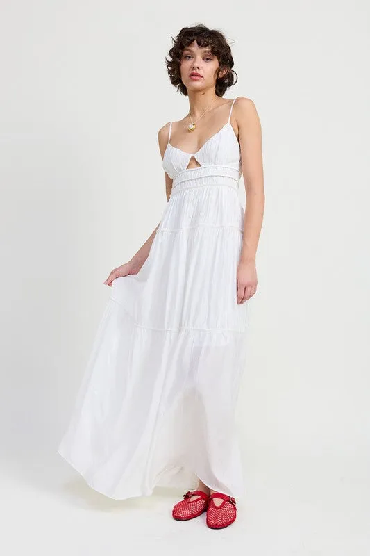 Ruffle Tie Back Maxi Dress