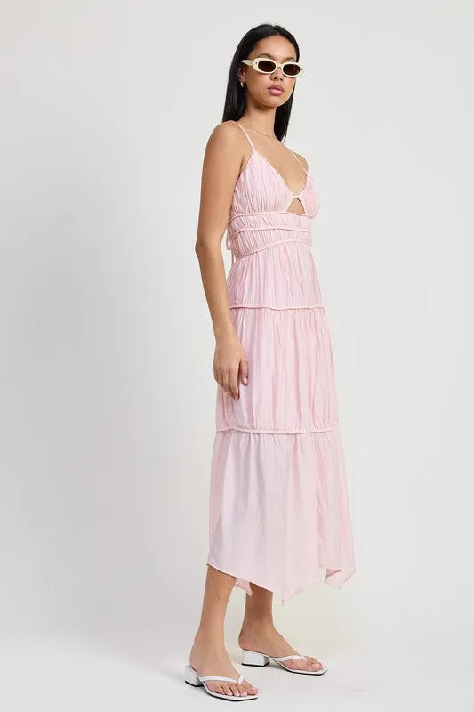 Ruffle Tie Back Maxi Dress