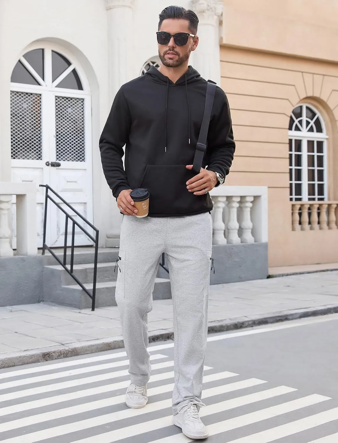 SILKWORLD Sweatpants for Men Zipper Cargo Pockets Joggers Open Bottom Casual Pants for Athletic, Jogging, Running, Workout